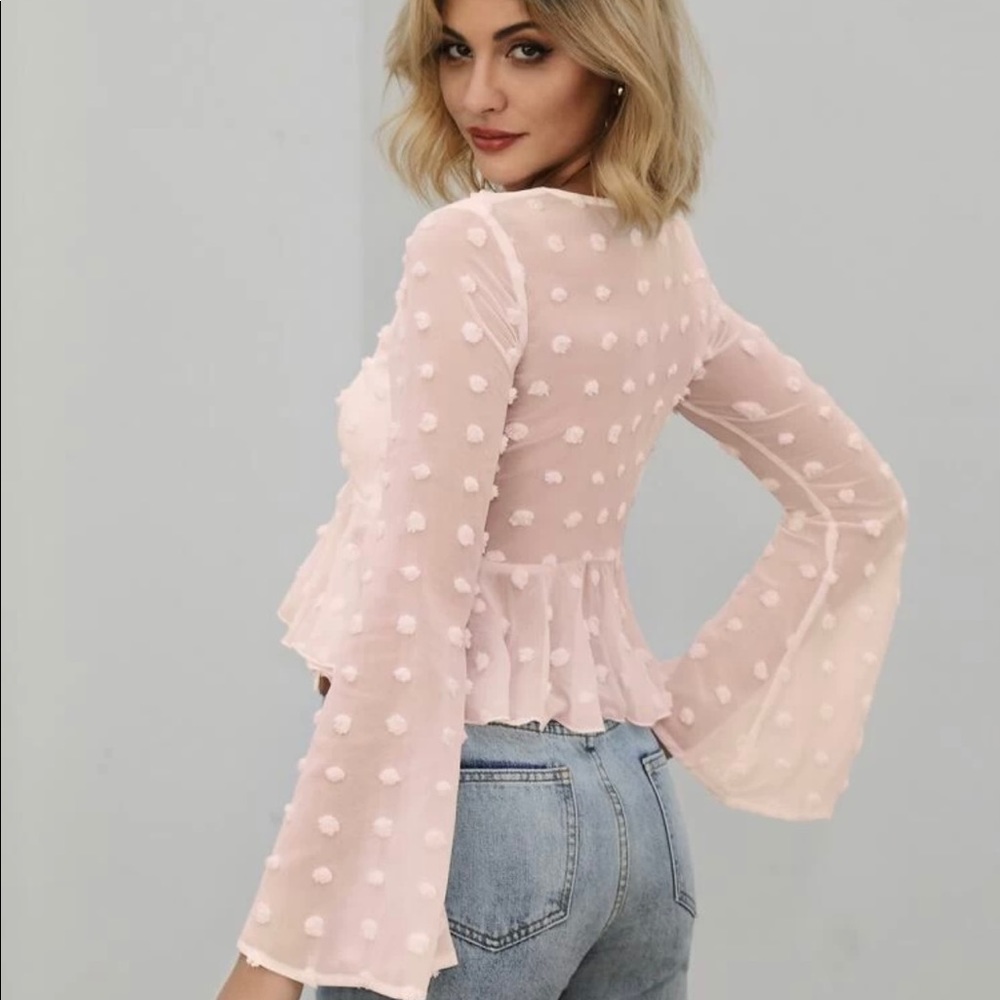 Dot Ruffled Crop Top - Picture 2 of 2